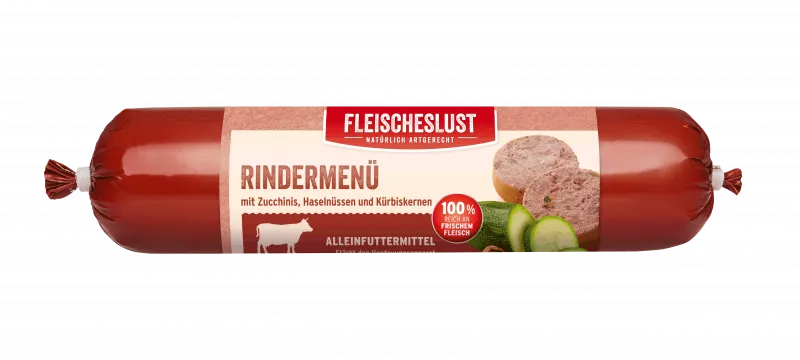 Rindermenü mit Zucchini, Haselnuss und Kürbiskernen 800g